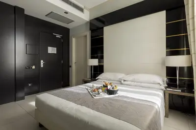 Letto o letti in una camera di Palazzo Salgar