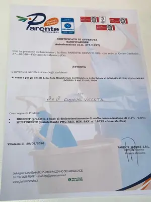 Certificato, attestato, insegna o altro documento esposto da domusvelata